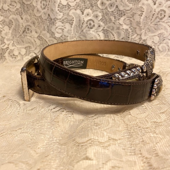 Vintage Brighton Leather Belt with Gold and Silver Accent Designs - Picture 8 of 9